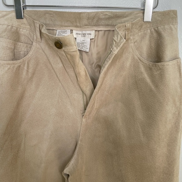 Jones New York Taupe 100% Suede Trousers w/Classic Five Pocket Styling Size 14 - Picture 10 of 11